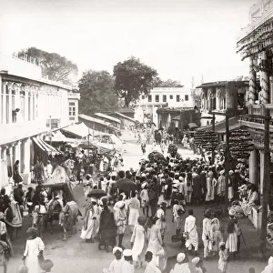 c. 1890 India - street full of pedestrians