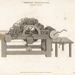 Carding engine used for wool manufacture, 18th century