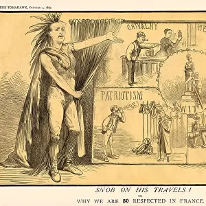 Cartoon -- why the English tourist is so respected by the French. Date: 1867