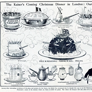 Cartoon, The Kaisers Christmas Dinner in London, WW1