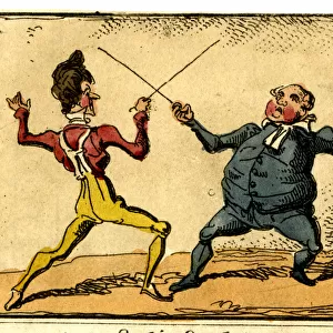 Cartoon, two men fencing - Satisfaction