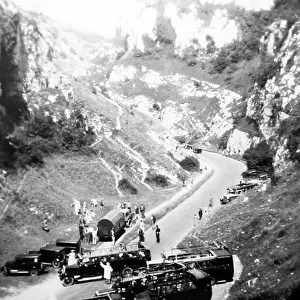Charabanc trips through Cheddar Gorge, early 1900s