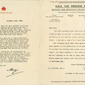 Charity letters, Buckingham Palace, London, WW1