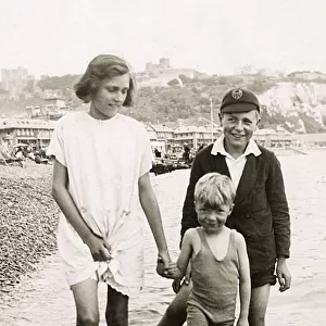 Three children having a paddle - Dover, Kent