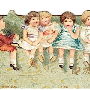 Children on a reversible Christmas and New Year card