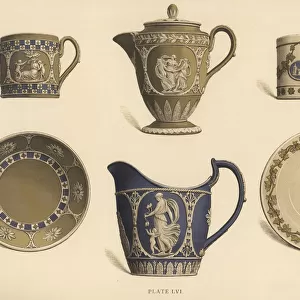 Chocolate pot, vase, cup and saucer