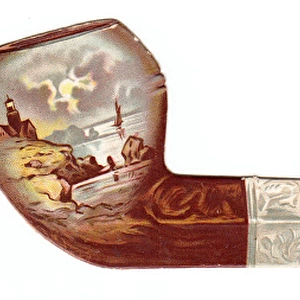 Christmas card in the shape of a pipe with seascape