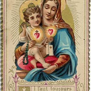 Chromolithograph Devotional Card - Mary with Baby Jesus