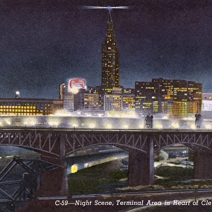 Cleveland, Ohio, USA - Night scene in the Terminal Area