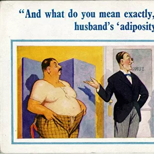 Comic postcard, Couple visiting the doctor Date: 20th century