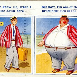 Comic postcard, Putting on weight at the seaside
