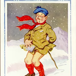 Comic postcard, Scotsman in windy weather Date: 20th century