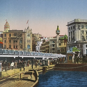 Constantinople - Karakoy scene - Galata Bridge