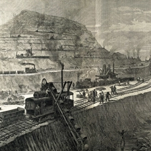 Construction of Panama Canal. Dredging works
