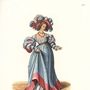 Costume of a Swiss noble woman, 16th century