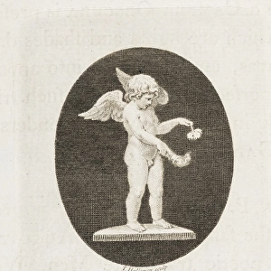 Cupid with flaming torch and flower