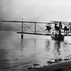 Curtiss Nc-1 Seaplane Parked on Water / Beach