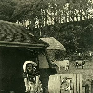 Dairymaid and butter churn, Isle of Wight