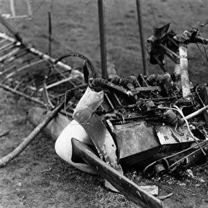 Debris of crashed German plane, Chelles, France, WW1