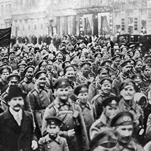 Demonstration during Revolution, Petrograd, Russia