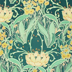 Design for Printed Textile with leaves and flowers