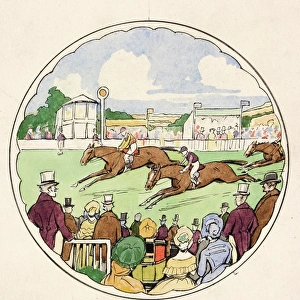 Design for Silk Scarf or Tie with horseracing scene