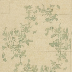 Design for Textile or Wallpaper with pale green leaves