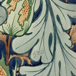 Design for Wallpaper with poppy head and leaf