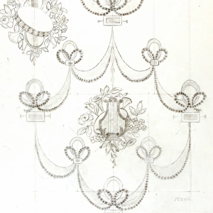 Design for Woven Textile with musical instruments