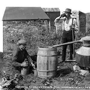 Distilling Poteen in a Private Still, Inishowen, an Irish Ho