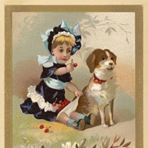 Dog and Girl / Xmas Card