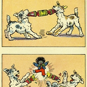 Dogs pulling Xmas crackers