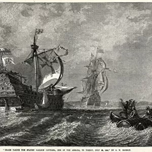 Drake taking the Spanish Galleon Capitana 1588