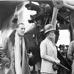 The Duchess of Bedford with Capt C. D. Barnard, left, pil?