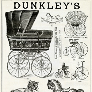 Dunkleys prams and nursery toys advertisement, 1888