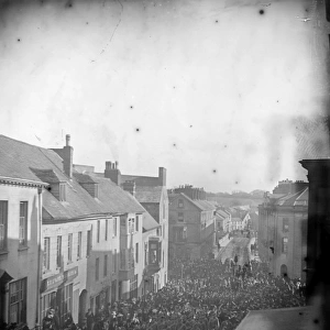 Election crowds in High Street, Haverfordwest, South Wales