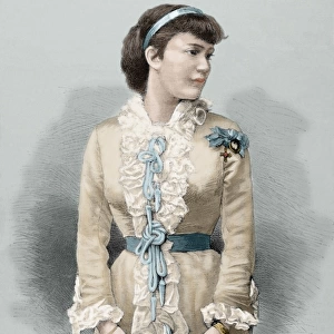 Elisabeth of Wied (1843-1916). Engraving. Colored