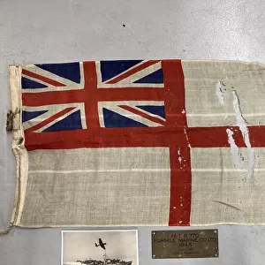 Ensign of MTB 770 and brass plaque, D-Day landings, WW2