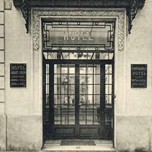 Entrance to the London and Milan Hotel in Paris, France