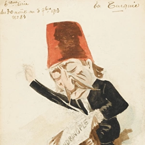 Enver Pasha - watercolour cartoon card