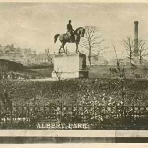 Equestrian statue in Albert Park, Halifax, Yorkshire