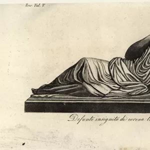 Etruscan grave effigy of a dead man wearing a triumphal