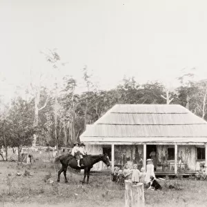 Farm family children and horse, Coolangatta. Australia
