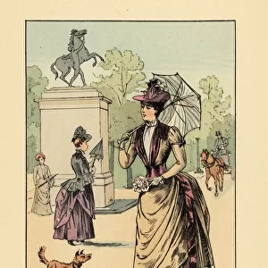 Fashionable woman on the avenue des Champs-Elysees, 1888