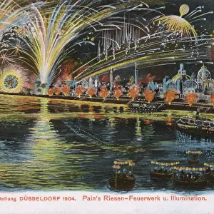 Fireworks display, Dusseldorf Exhibition, Germany