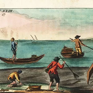 Fishermen catching eels, Europe, 18th century