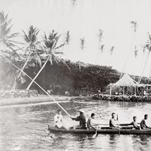 Fishing canoe and crew, Hawaii