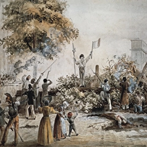 France (1830). Revolution of July in Paris. Barricade