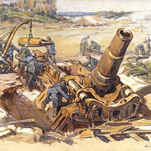 French mortar in action, Western Front, WW1