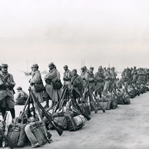 French troops on quayside, Salonika, WW1